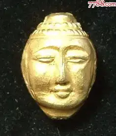 罕见的古代金佛头像佛像古玩杂项金器头饰艺术品
