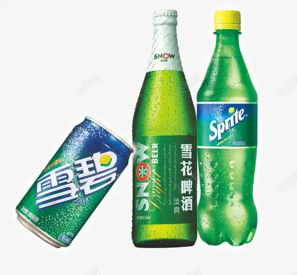 瓶装雪碧高清素材元素页面网页平面电商创意素材png素材啤酒素材

