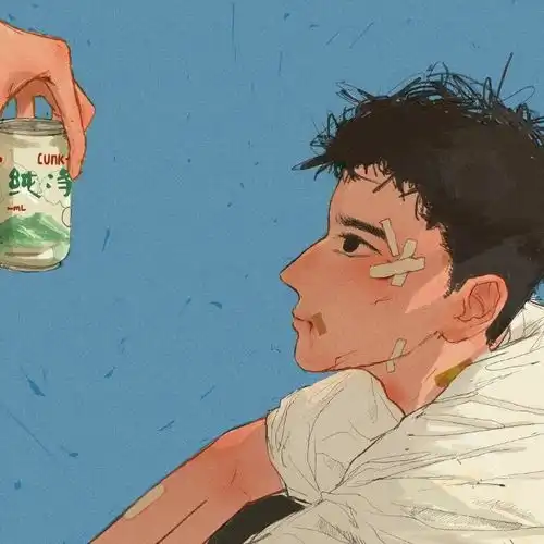 个性插画男生头像我会在日落时想起你
