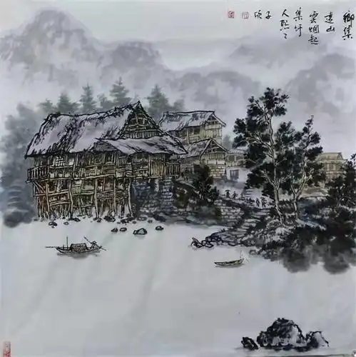艺术鉴赏网山水画名家王子欣古镇老宅系列脉脉古风
