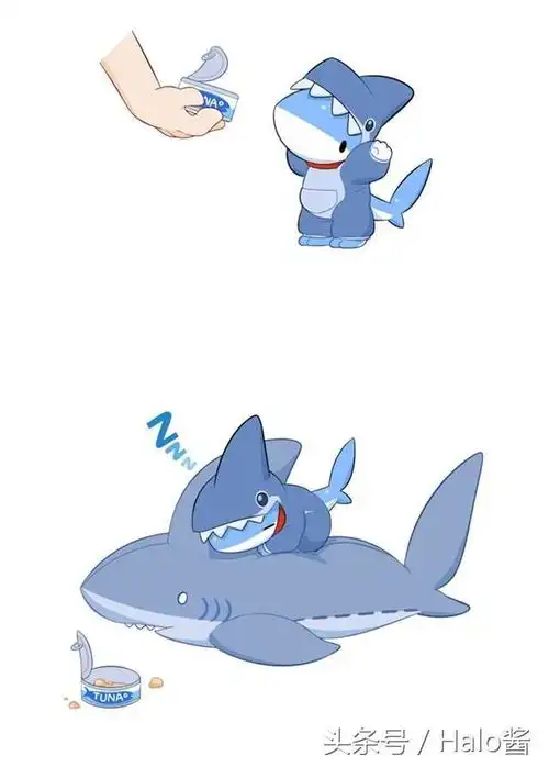 鲨鱼也能卖萌韩国漫画师画出比狗狗还爱撒娇的小鲨鱼生活日常
