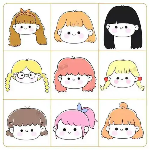手账必备超简单的80个卡通女孩头像插画素材
