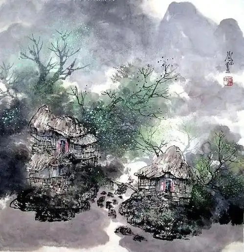 欣赏张步的山水画,如入仙境
