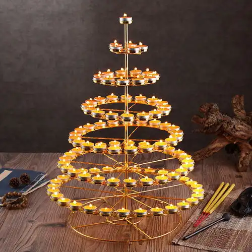 酥油灯座佛具佛教佛堂七星用品油灯108盏莲花佛供灯架长明蜡烛台
