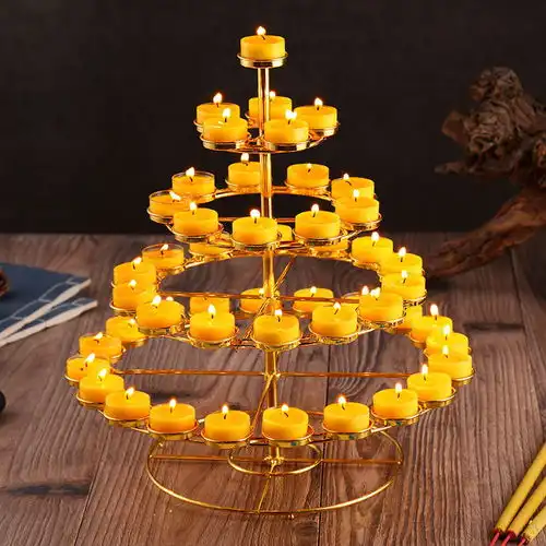 酥油灯座佛具佛教佛堂七星用品油灯108盏莲花佛供灯架长明蜡烛台
