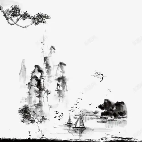 中国山水水墨画图高清素材设计图片页面网页平面电商创意素材png素材远山素材
