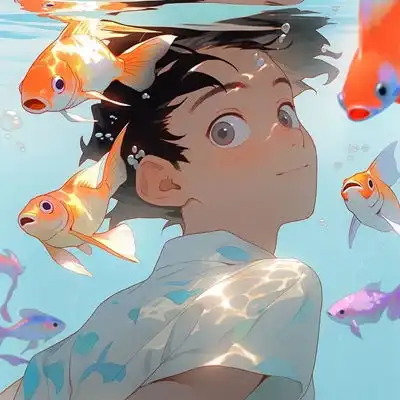 2023最新清澈男孩与锦鲤动漫头像
