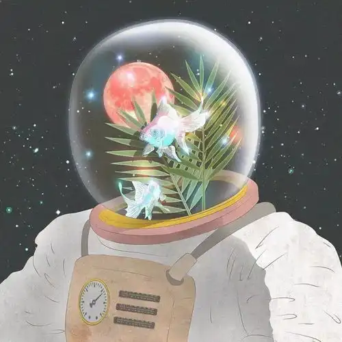插画在宇宙中生活的人们
