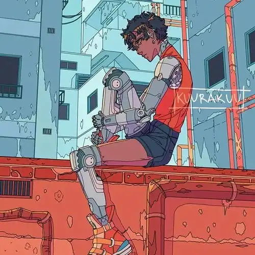 日本插画师kuurakuu笔下治愈帅气的男孩丨赛博朋克
