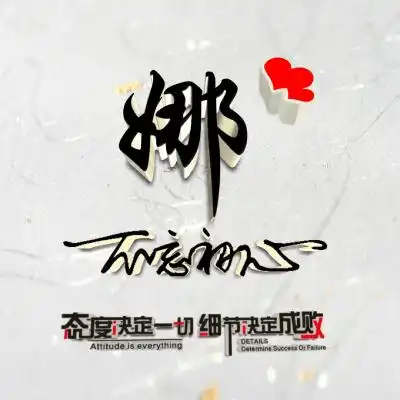 励志创意姓氏头像,态度决定一切,细节决定成败图片
