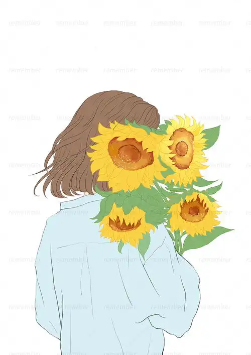 拥抱向日葵插画内附过程

