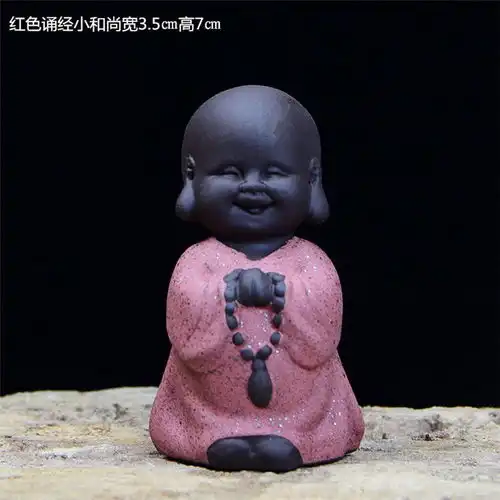 紫砂茶宠小和尚小沙弥佛像琴棋书画可爱公仔多肉植物汽车精品摆件
