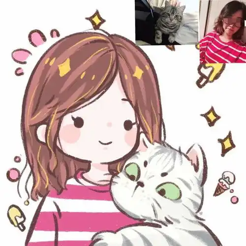一张张真人q版的真人漫画微信头像,第一次陪女生朋友过生日

