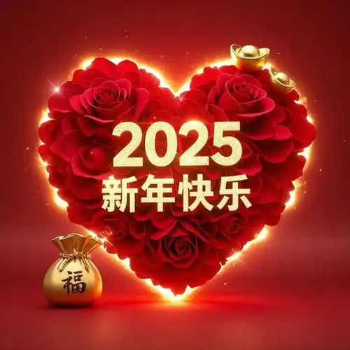 18张2025新年快乐拜年喜庆图片分享愿2025年吉祥如意,好运连连
