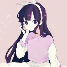 头戴兔耳发带动漫女头
