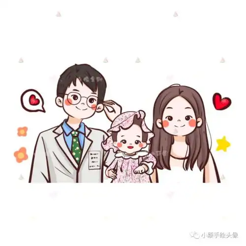 全家福年味头像,一家三口四口动漫头像,简单又好看
