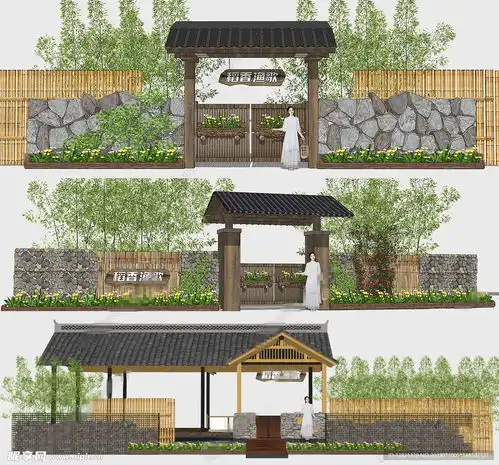 庭院门模型设计图3d作品3d设计
