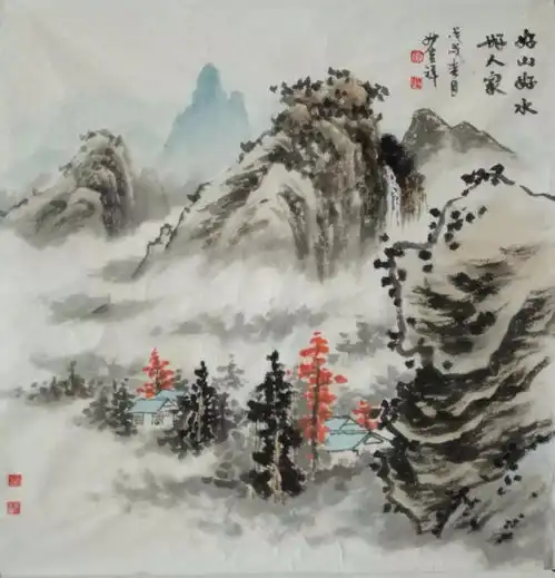 蒋春婷山水画作品可以净心的禅意山水
