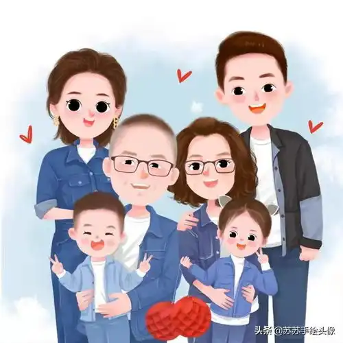 换个头像吧,呆萌可爱的卡通全家福头像,生活充满乐趣
